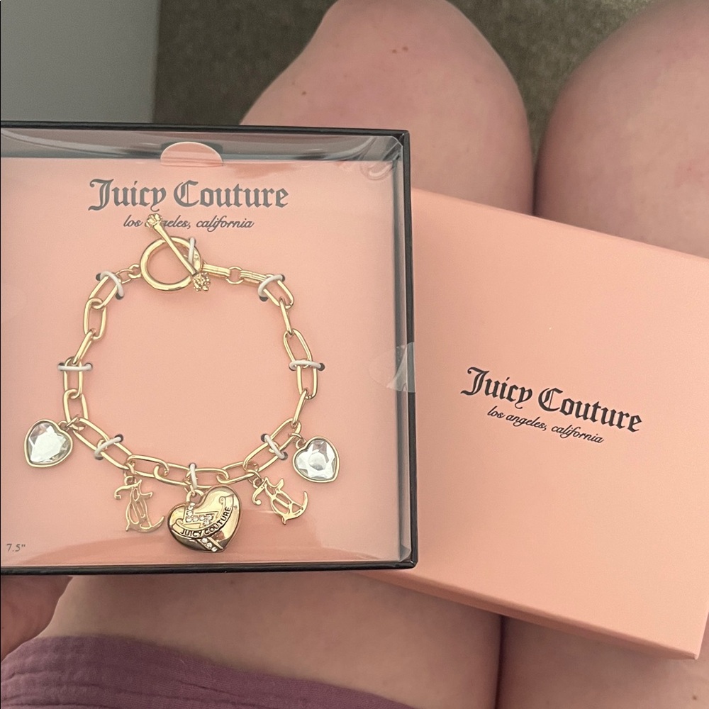Juicy Couture Gold and Silver Heart Charm Bracelet